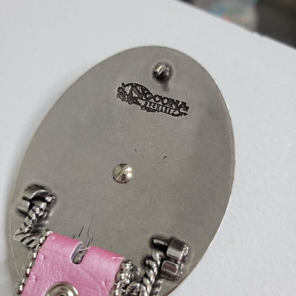 Nocona Girls Pink Leather Cowgirl Belt Sz 22 Horse Foal Silver Oval Belt Western - Picture 6 of 12